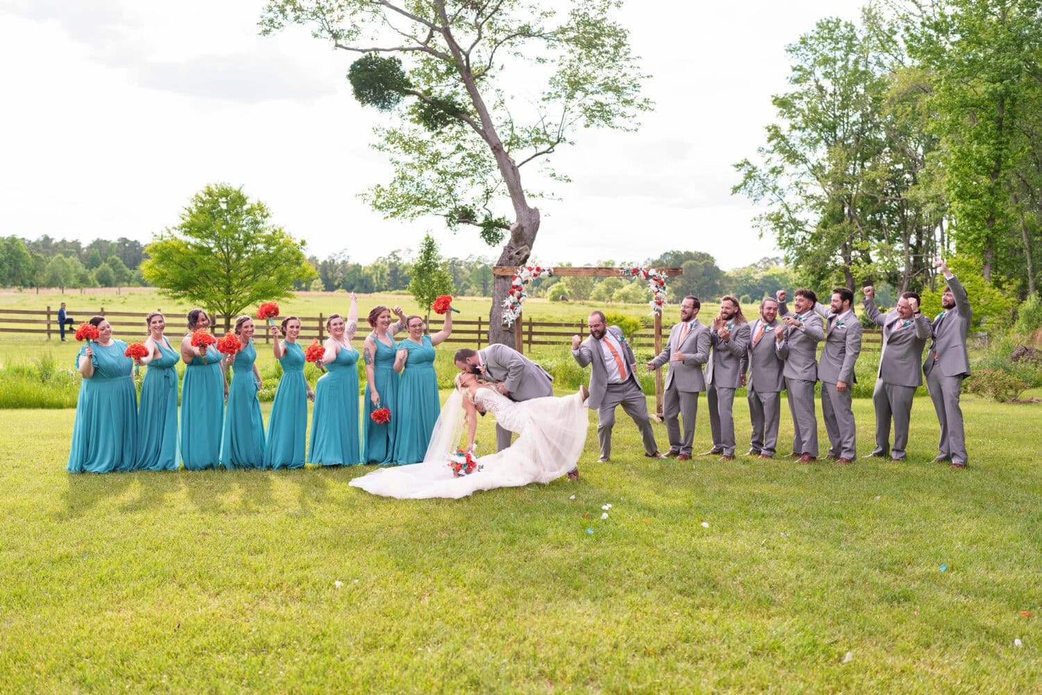 Dip with cheers from the wedding party - Wildhorse at Parker Farms