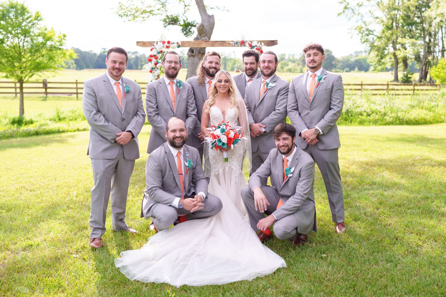 Fun pictures with the bride and groomsmen - Wildhorse at Parker Farms