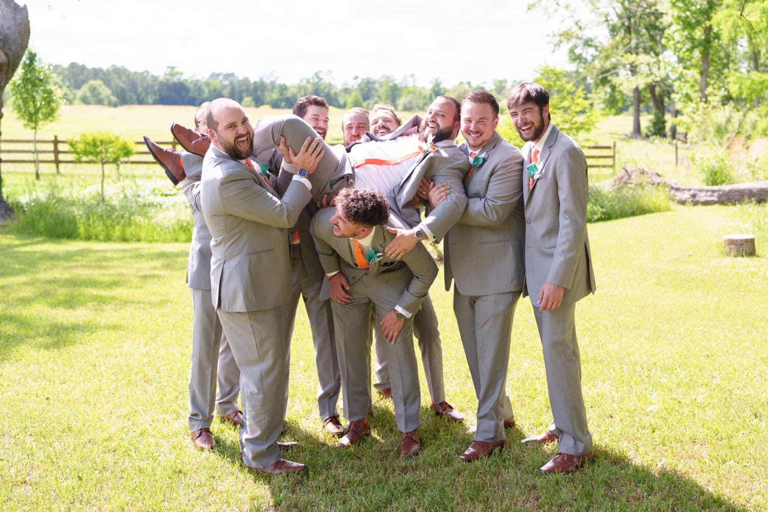 Fun pictures with the groom and groomsmen - Wildhorse at Parker Farms