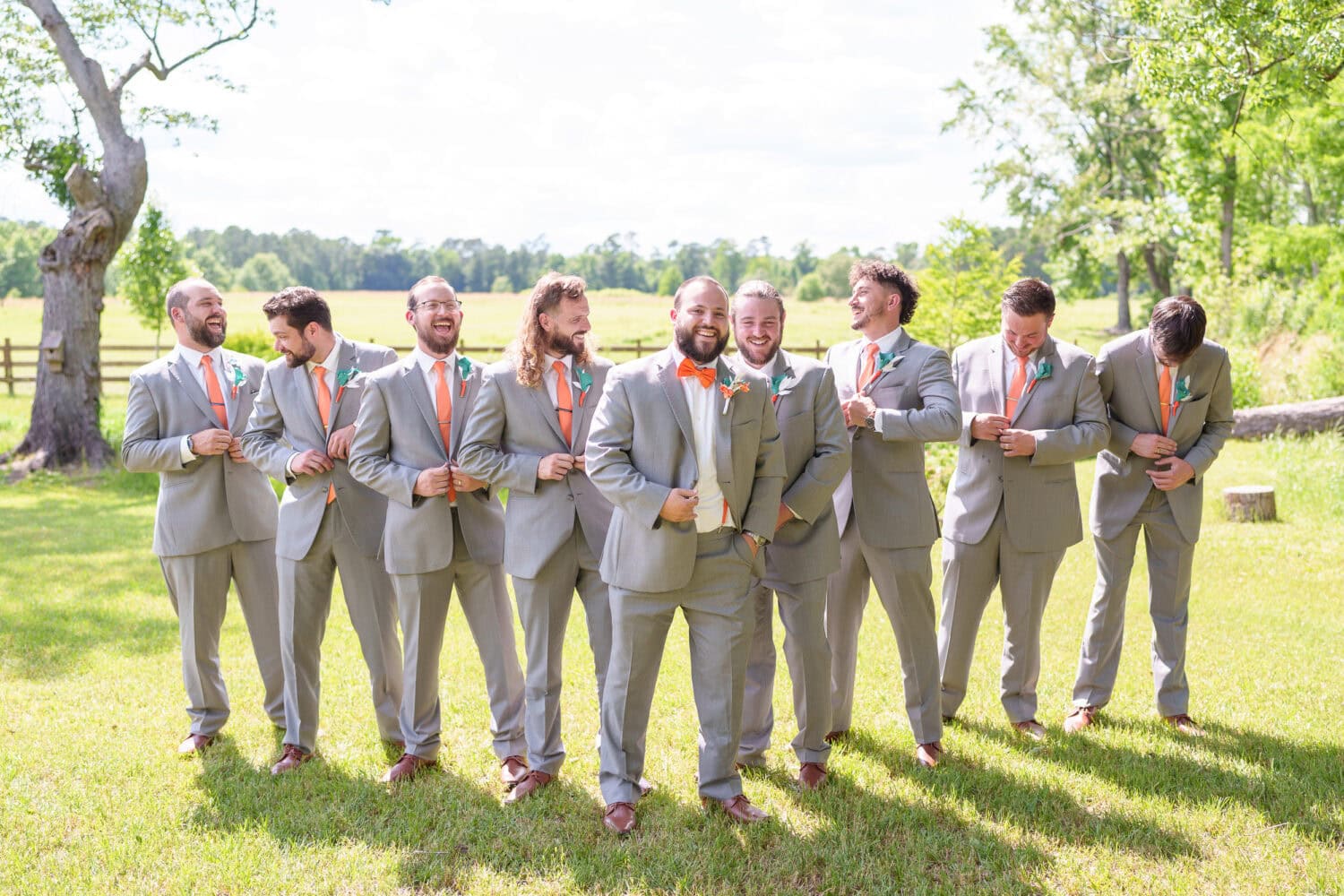 Fun pictures with the groom and groomsmen - Wildhorse at Parker Farms