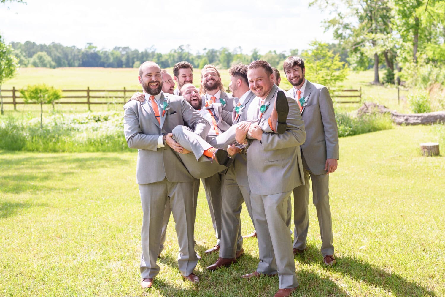 Fun pictures with the groom and groomsmen - Wildhorse at Parker Farms