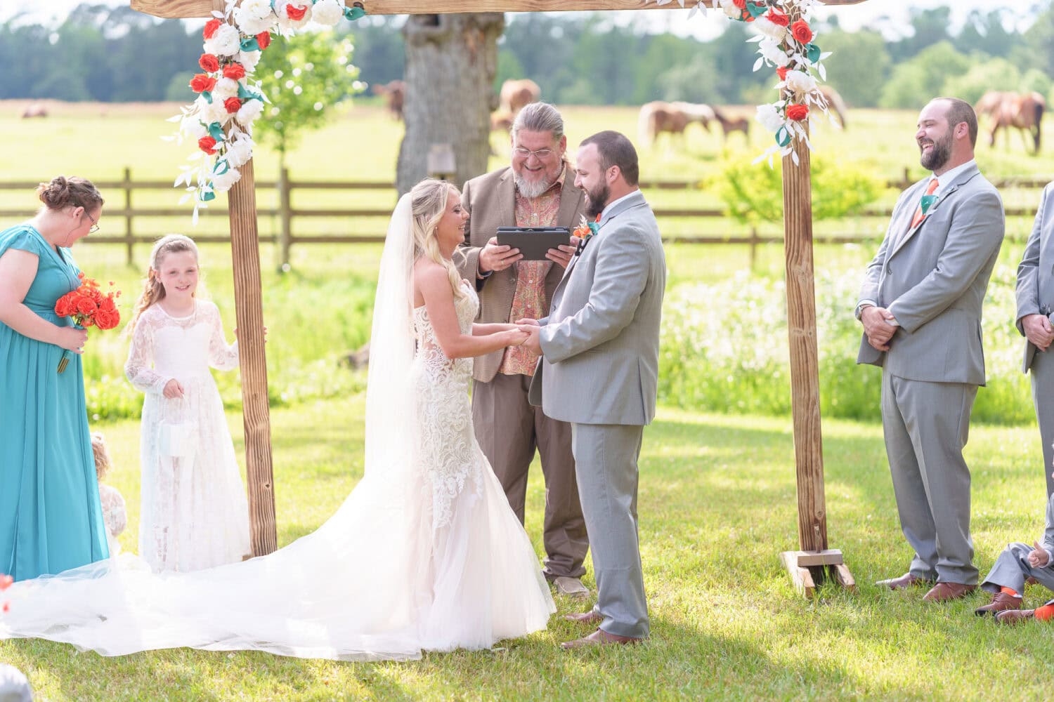 Laughs during the ceremony - Wildhorse at Parker Farms